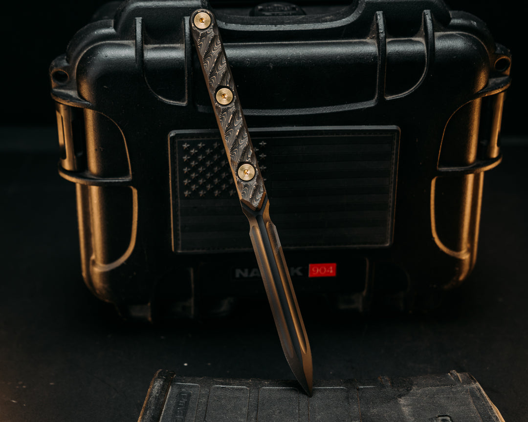 OSS Spike - Gold Camo CF, Armor Black Cerakote, Brass Allen Bolts, Textured Grip