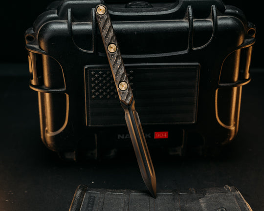 OSS Spike - Gold Camo CF, Armor Black Cerakote, Brass Allen Bolts, Textured Grip