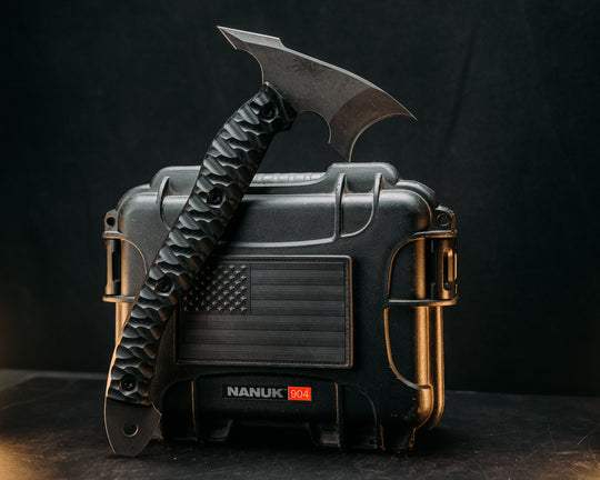 Crescent Hawk- Black G10, Allen Bolts, Textured Grip, Open Tang