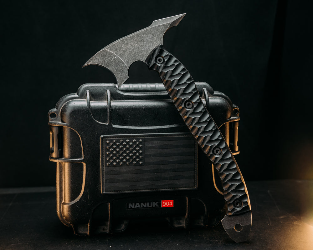 Crescent Hawk- Black G10, Allen Bolts, Textured Grip, Open Tang
