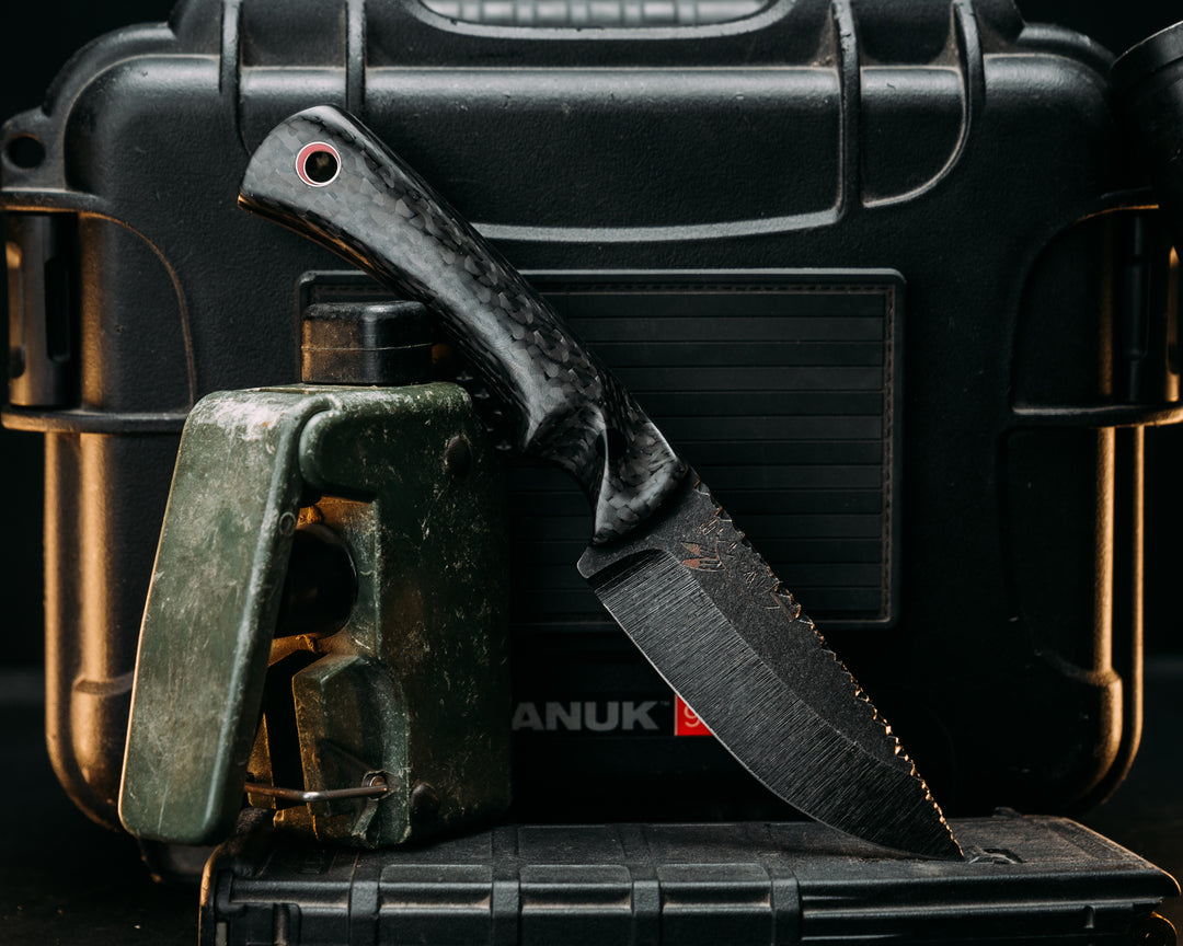 Nashi- Carbon Fiber, Carbon Fiber Pin, Red Lanyard Mosaic Pin, Textured Grip