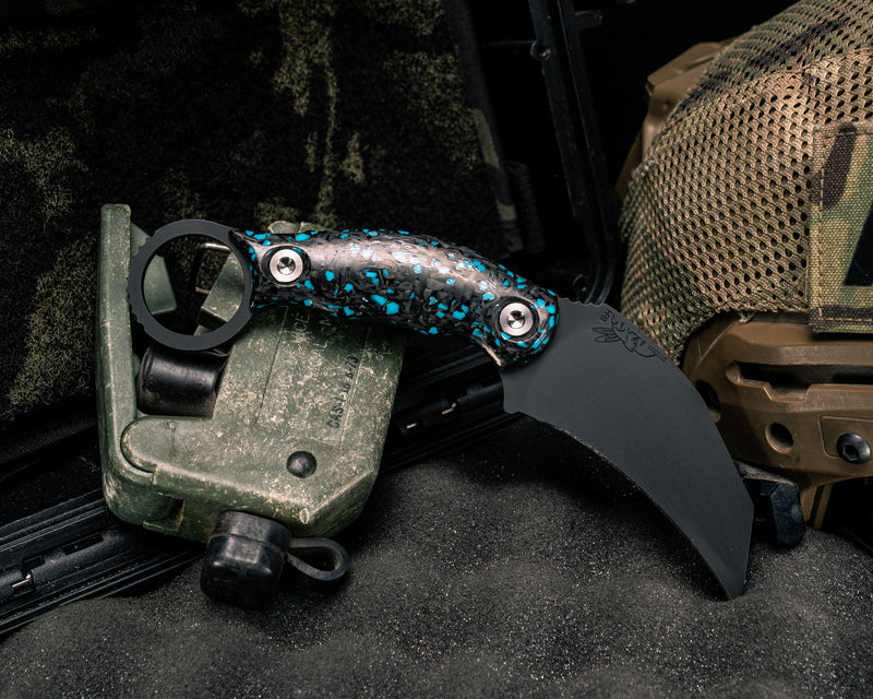 Karambito- Turquoise Rocky Wave Carbon, Armor Black Cerakote, Ti Allen Bolts, Smooth Grip