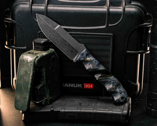 Disaster Jr Gen 3- Dyed Buckeye, Black G10, Forest Green G10 and Brass Pin Striping, Black with Gold Web Tru-stone Split, Mosaic Pins, Brass Lanyard Pin, Textured Grip