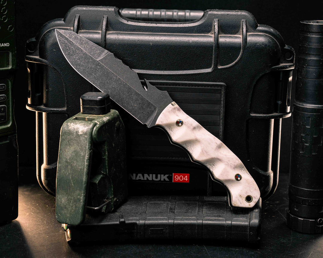 Notched Wire Cutter Breacher Gen 3- Elk Antler, Patriot Mosaic Pins, Textured Grip