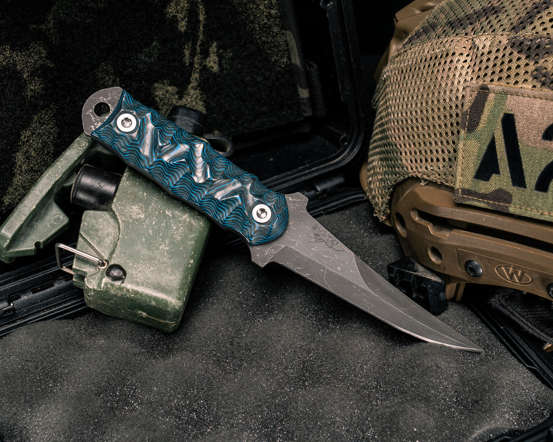 Combat Filet- Arctic Storm Carbon Fiber, Ti Allen Bolts, Textured Grip