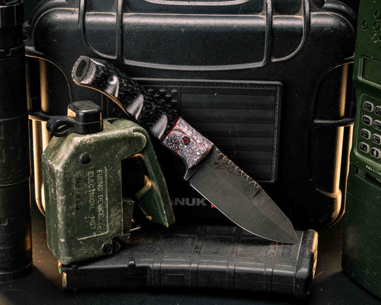 Hog Hunt Jr- Kenworth Dragon ScaleFordite, Cherry G10 Split, Mosaic Pins, Textured Grip, Old School Rock Work