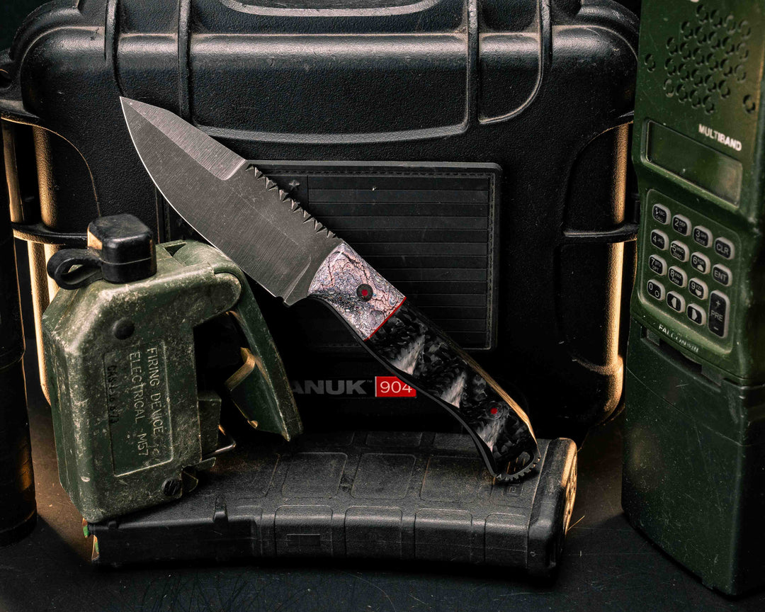 Hog Hunt Jr- Kenworth Dragon ScaleFordite, Cherry G10 Split, Mosaic Pins, Textured Grip, Old School Rock Work