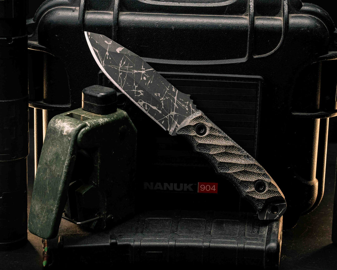 Disaster Jr- OD Green/Black Canvas Micarta, Allen Bolts, Textured Grip