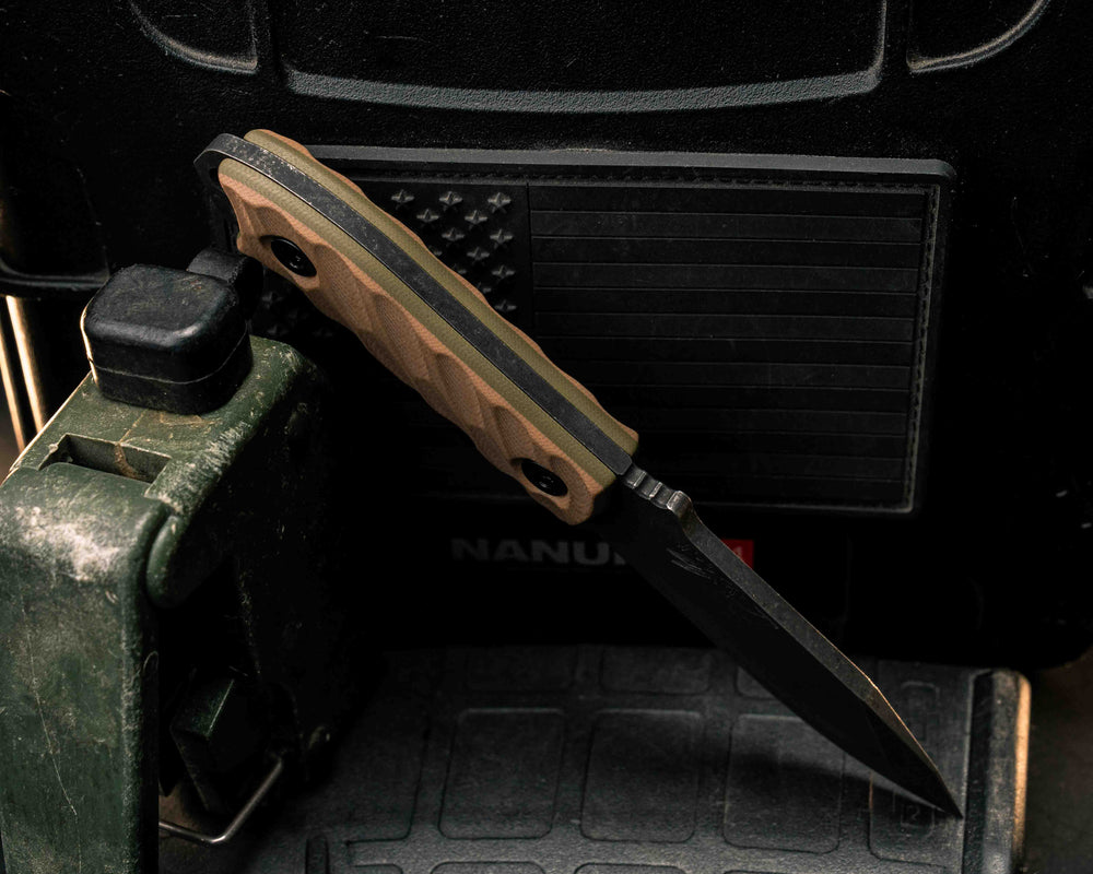 Disaster Cub- Coyote/OD Green G10, Allen Bolts, Textured Grip