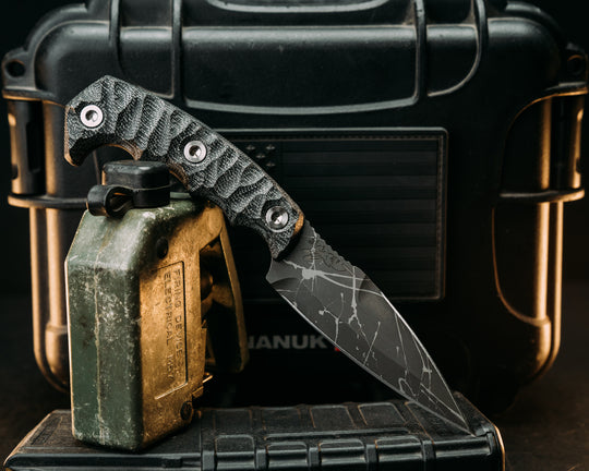4" HUMINT - Black Canvas Micarta, Allen Bolts, Textured Grip