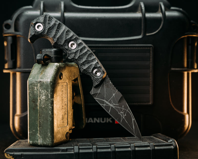 3" HUMINT - Black Canvas Micarta, Allen Bolts, Textured Grip