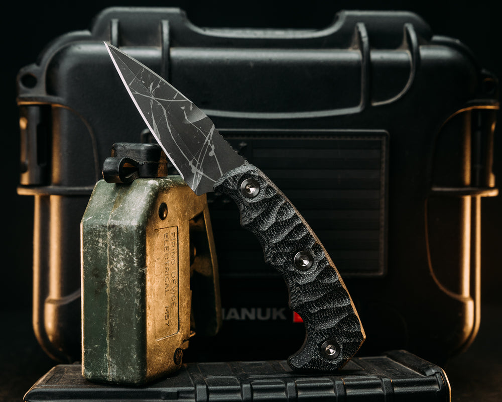 3" HUMINT - Black Canvas Micarta, Allen Bolts, Textured Grip