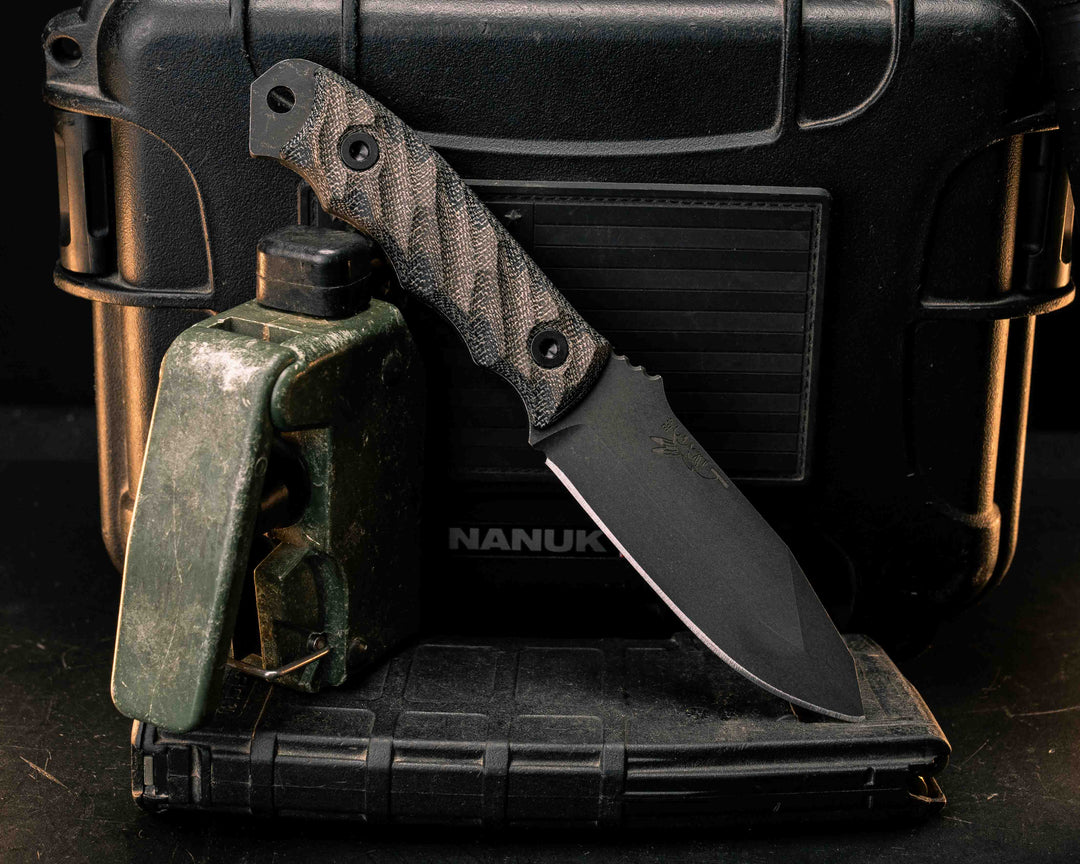 Disaster Jr- OD Green/Black Canvas Micarta, Allen Bolts, Textured Grip