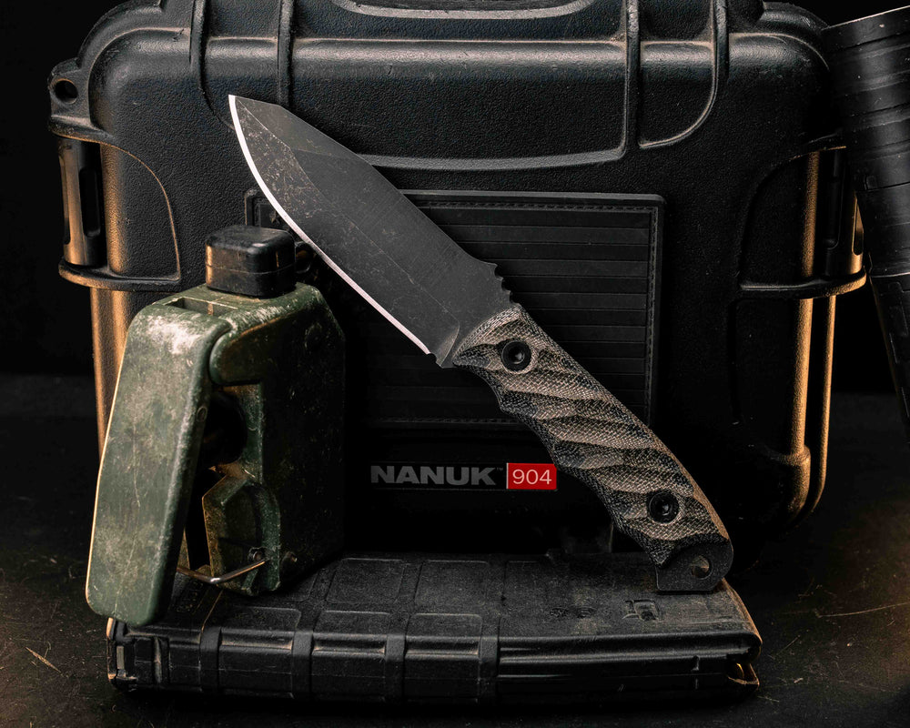Disaster Jr- OD Green/Black Canvas Micarta, Allen Bolts, Textured Grip