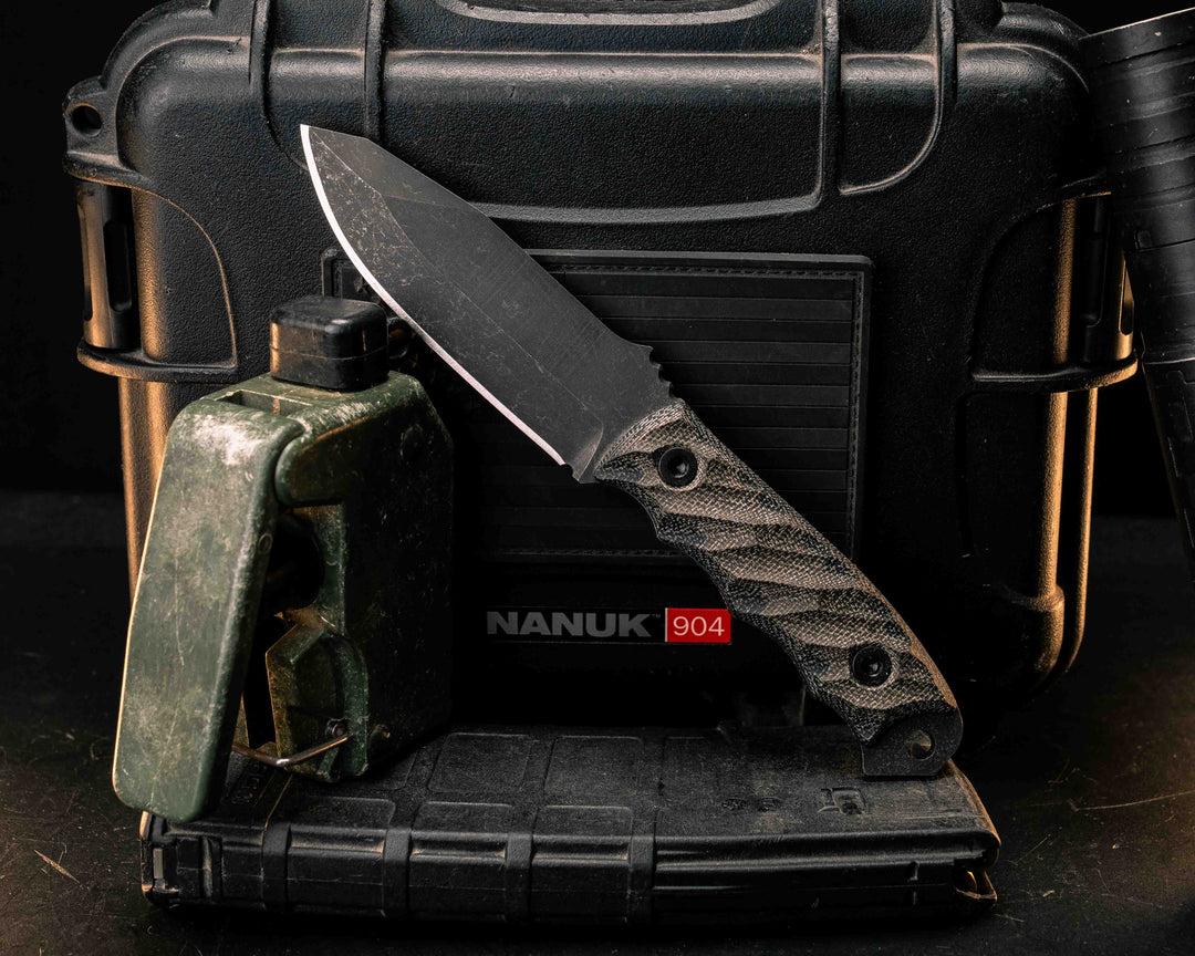 Disaster Jr- OD Green/Black Canvas Micarta, Allen Bolts, Textured Grip