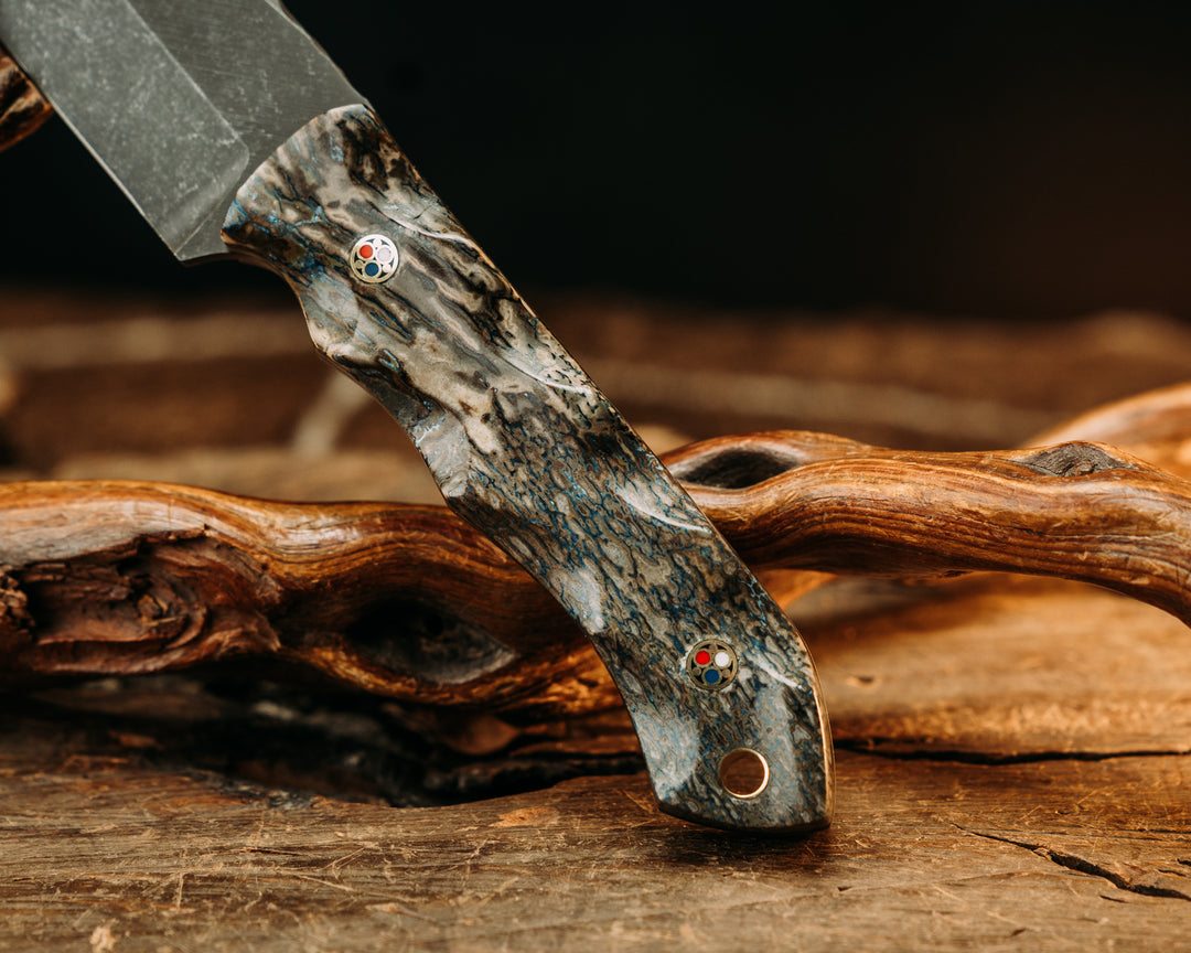 Red Crow- Dinosaur Bone, Patriot Mosaic Pins, Brass Lanyard Pin, Textured Grip