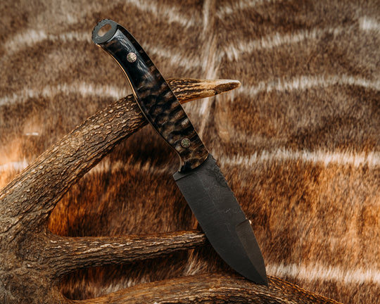 Hog Hunt- Black Diamond Python Skin in Resin, Mosaic Pins, Smooth Grip