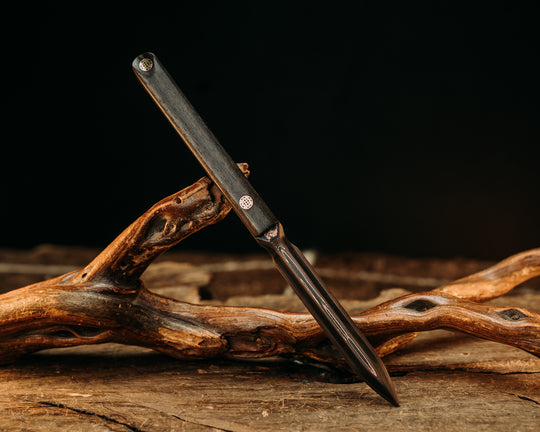 OSS Spike- Baker Forge Random Pattern CopperMai- Ebony, Mosaic Pins, Smooth Angled Grip