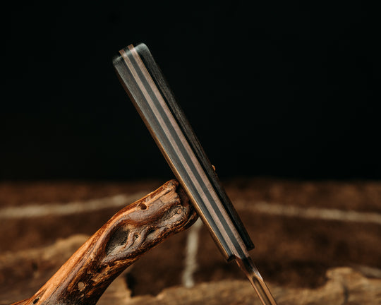 OSS Spike- Baker Forge Random Pattern CopperMai- Ebony, Mosaic Pins, Smooth Angled Grip