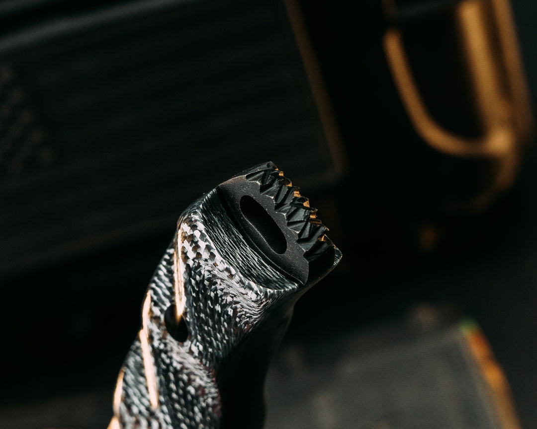 Hog Hunt- Black Carbon and Silver Carbon, Mosaic Pins, Carbon Pin, Textured Grip