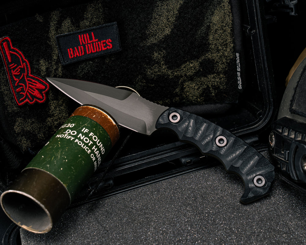 4"  HUMINT- Black G10, OD Green Cerakote, Allen Bolts, Textured Grip