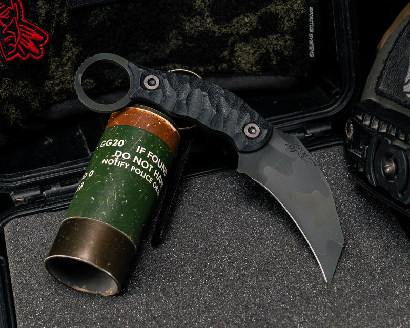 Karambito- Black G10, Black Multicam Cerakote, Allen Bolts, Textured Grip
