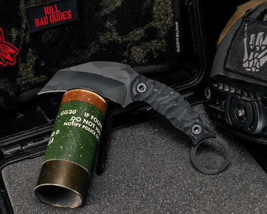 Karambito- Black G10, Black Multicam Cerakote, Allen Bolts, Textured Grip