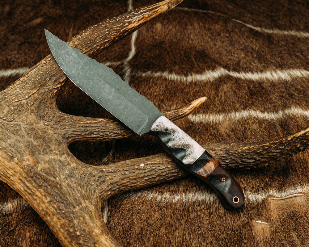 Crow Scout- Over Dyed Maple, Dyed Maple and Hawaiian Curly Koa Split, Desert Ironwood Over Dyed Maple, Mosaic Pins, Copper Lanyard Pin, Textured Grip