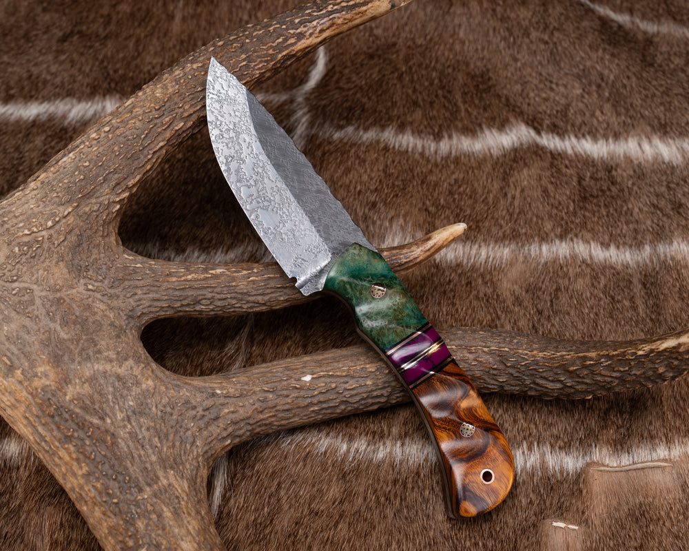 Cavner- Dyed Black Ash, Black G10 and Copper Pin Striping, Sugi Tru-stone Split, Desert Ironwood, Mosaic Pins, Copper Lanyard Pin, Textured Grip