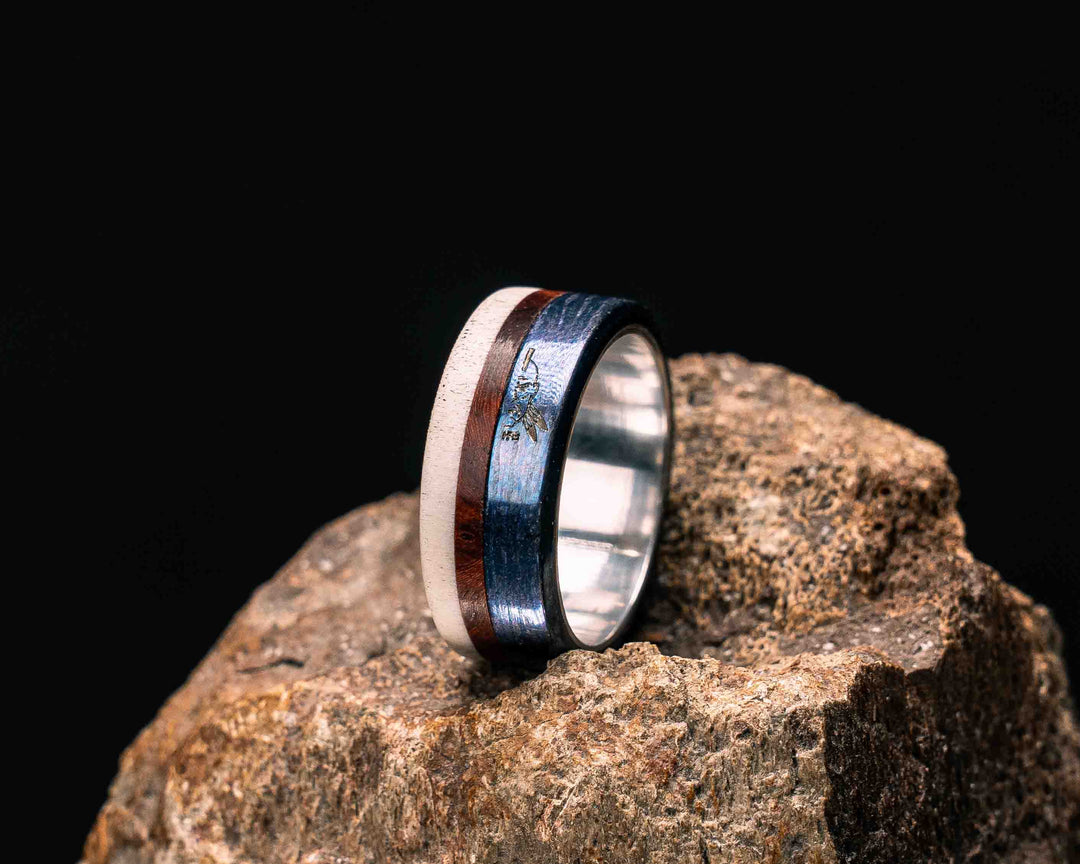 Ring - Timascus, Hawaiian Curly Koa and Elk Antler