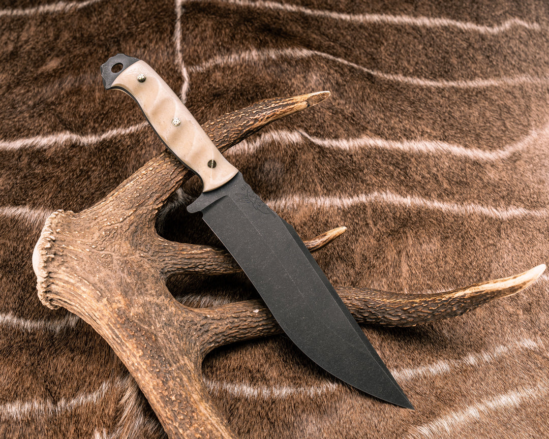 American Bowie- Giraffe Bone, Mosaic Pins, Textured Grip