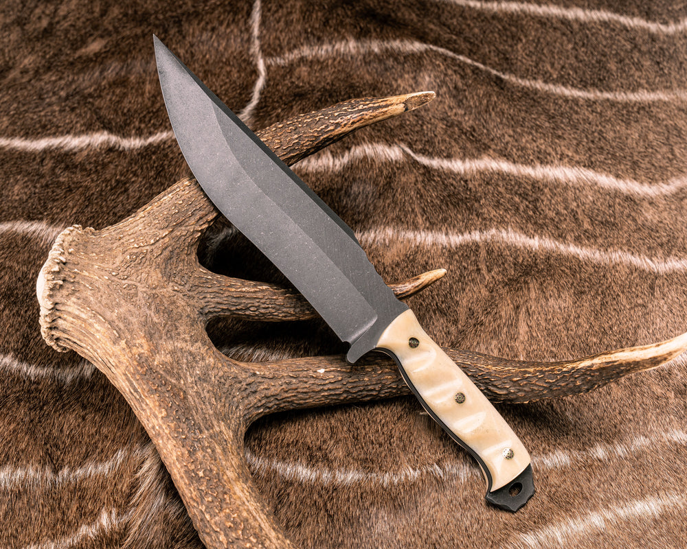 American Bowie- Giraffe Bone, Mosaic Pins, Textured Grip