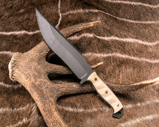 American Bowie- Giraffe Bone, Mosaic Pins, Textured Grip