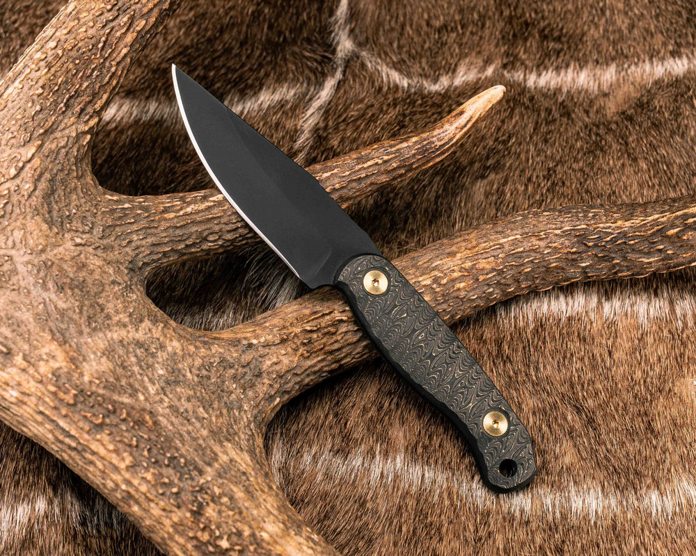 Feather Light- Gold Camo Carbon, Armor Black Cerakote, Brass Allen Bolts, Textured Grip