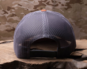 Half Face Blades Bear Skull Leather Patch Trucker Hat