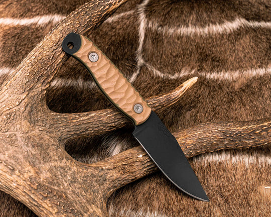 Crow Scalper- Coyote and OD Green G10, Armor Black Cerakote, Ti Torx Bolts, Textured Grip