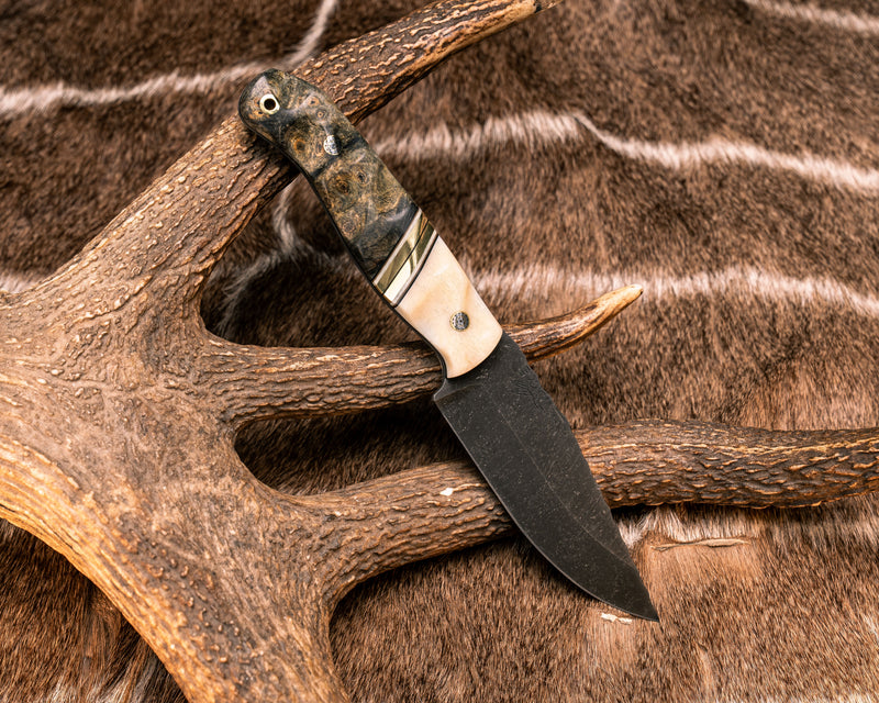 Crow Jr- Giraffe Bone, Black G10, White G10 and Coyote G10 Pin Striping, Brass Split, Buckeye, Mosaic Pins, Brass Lanyard Pin, Textured Grip