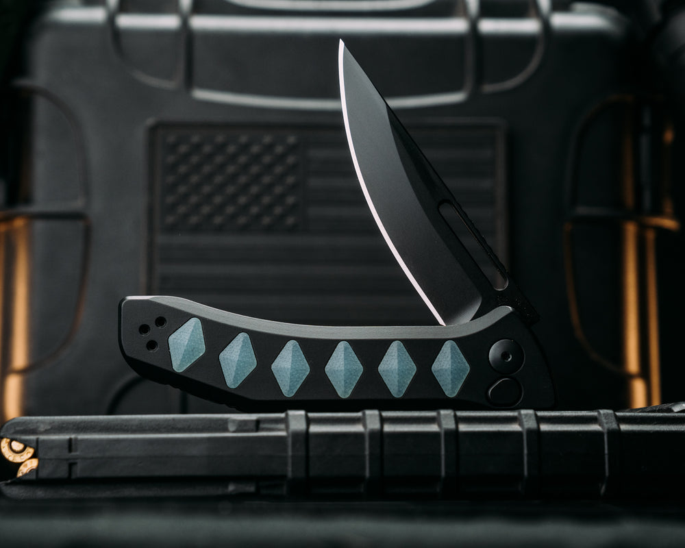 Custom Kwaiken Folder - Jade G10, Anodized Black Handle, Black Nitride Blade, Smooth Grip, Deep Carry Pocket Clip