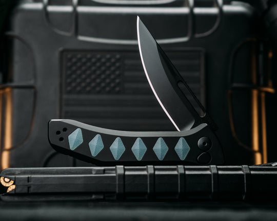 Custom Kwaiken Folder - Jade G10, Anodized Black Handle, Black Nitride Blade, Smooth Grip, Deep Carry Pocket Clip