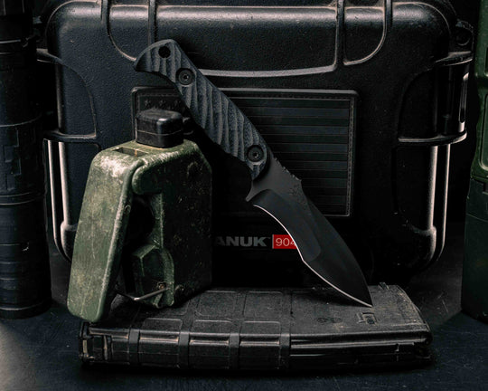 Extremis MK1 - Black G10, Armor Black Cerakote, Allen Bolts, Hollow Lanyard Hole, Textured Grip