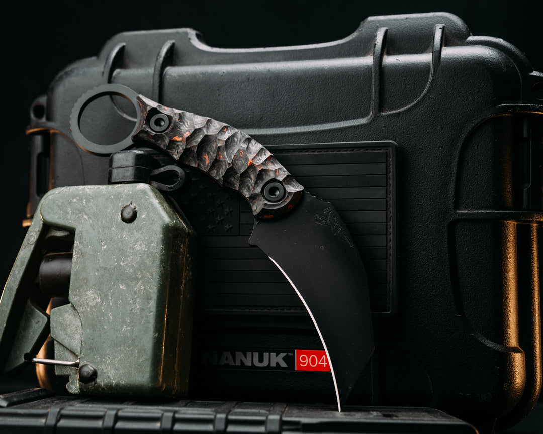 Karambito- Orange Dark Matter Carbon, Armor Black Cerakote, Allen Bolts, Textured Grip