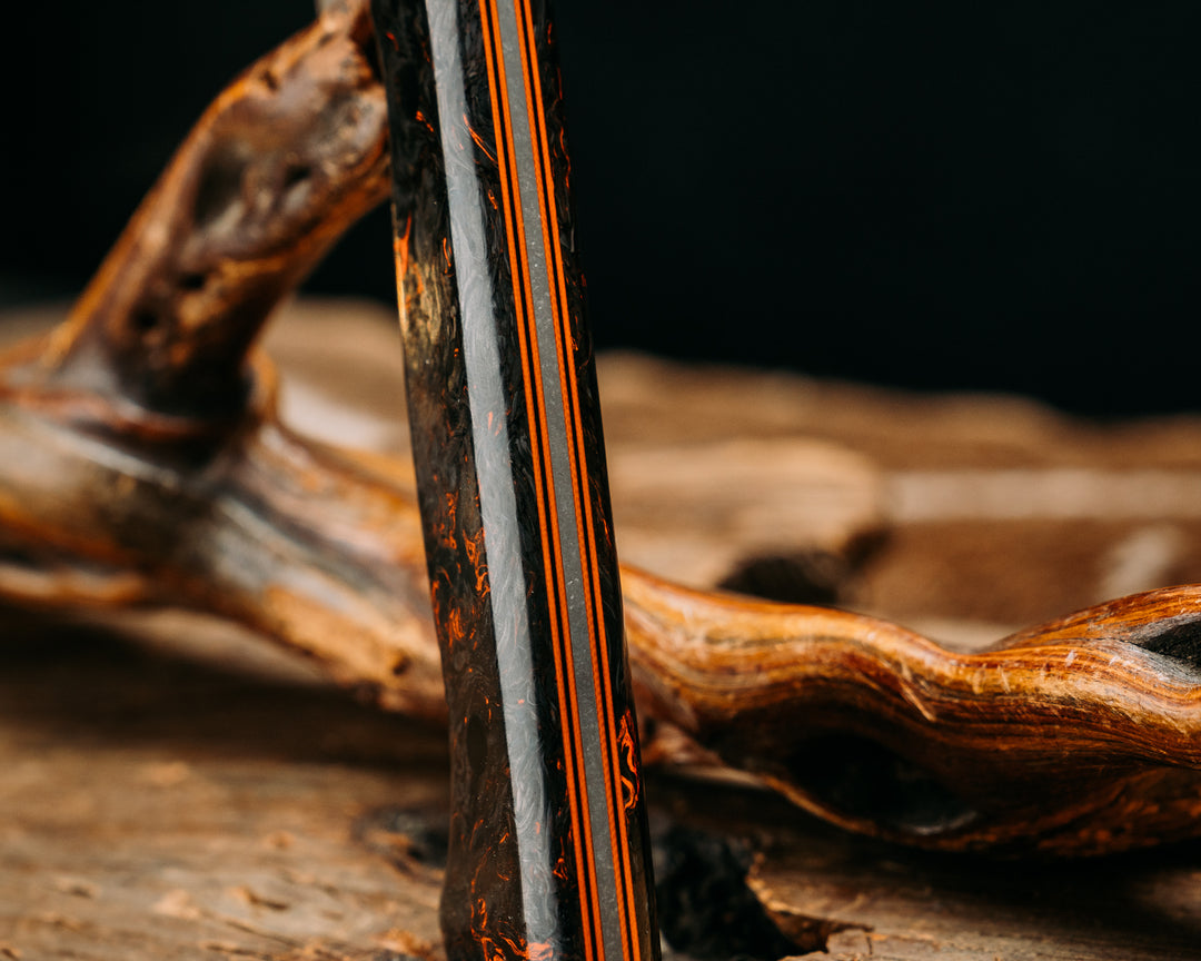 Chef Blade - Orange Dark Matter Carbon, CF Pins, 1/8" Orange G10 Pin, Smooth Grip
