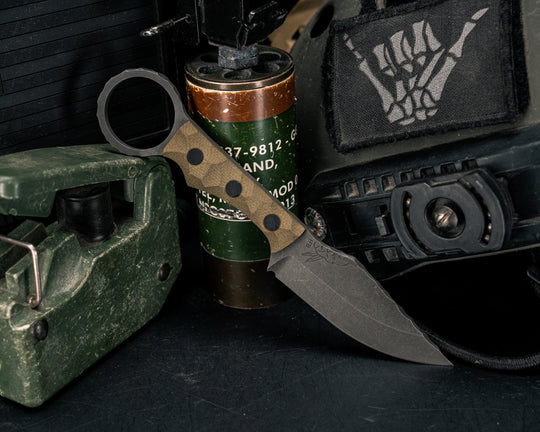 Jaq - OD Green Canvas Micarta, CF Pins, Textured Grip