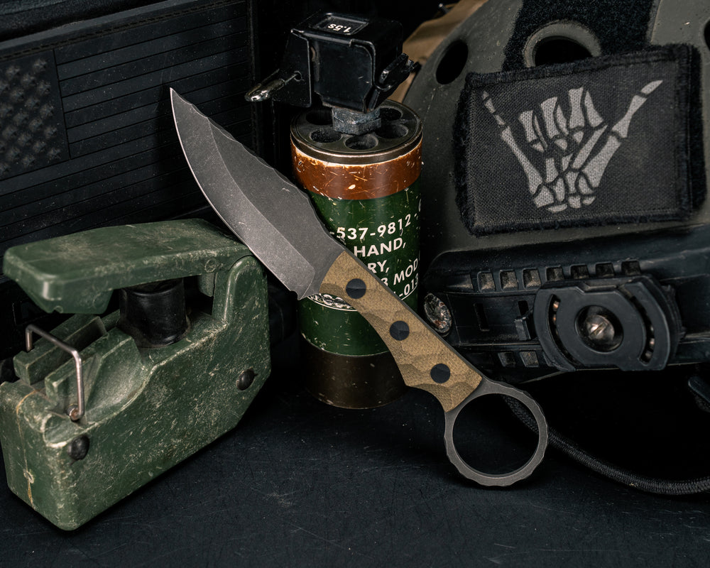 Jaq - OD Green Canvas Micarta, CF Pins, Textured Grip
