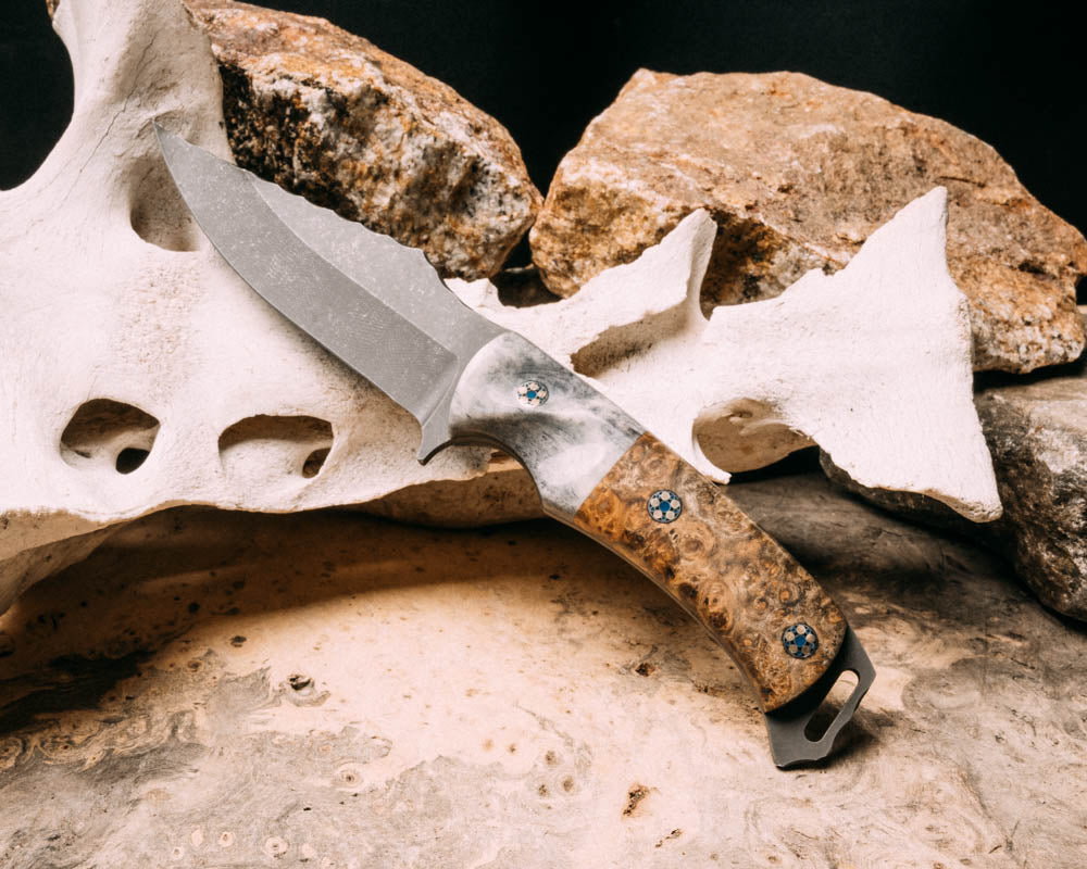 Tosahwi dyed Giraffe bone and Chechen Caribbean Rosewood, mosaic pin