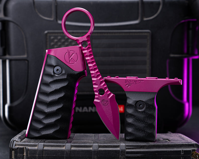 HFB x Kinetic AR Grip System Bundle - Black G10, Sangria Cerakote, Snake Textured Grip