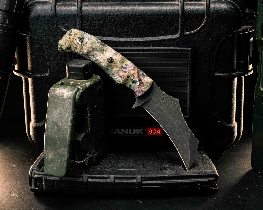 Vulture- Dyed Box Elder, Mosaic Pins, Textured Grip