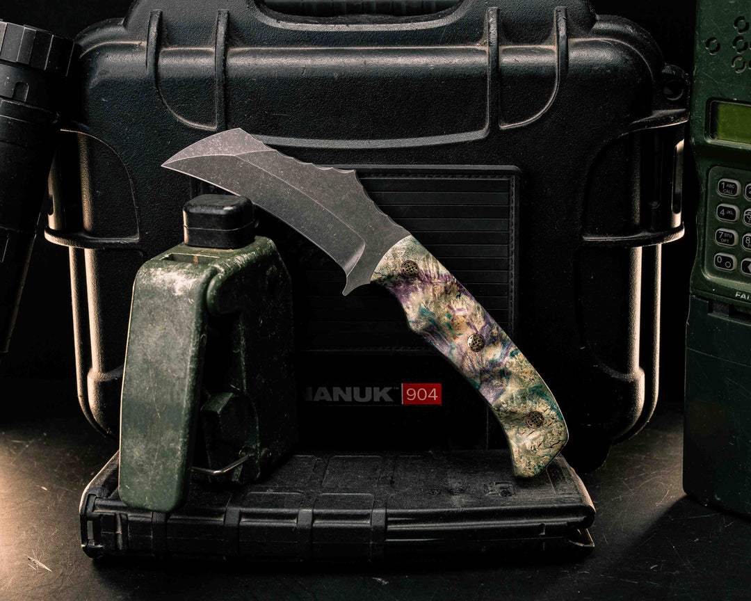 Vulture- Dyed Box Elder, Mosaic Pins, Textured Grip