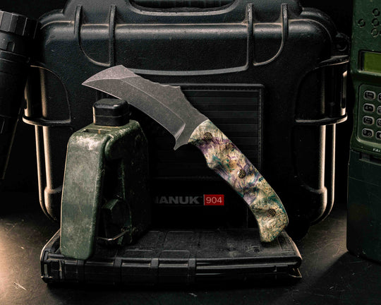 Vulture- Dyed Box Elder, Mosaic Pins, Textured Grip