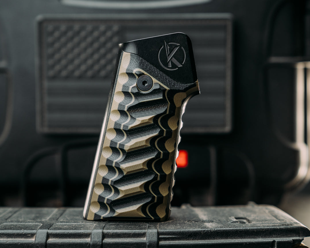 HFB x Kinetic AR Grip System - Black & OD Green G10, Black Anodization, Snake Grip